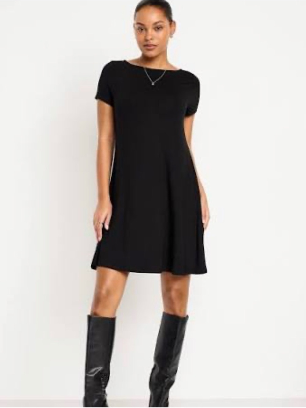 knix Black Short Sleeve Swing Dress